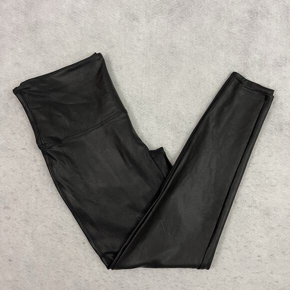 Spanx Leggings Womens 1X Plus Black Faux Leather Pants Hi Waist Skinny Shapewear - Picture 12 of 13